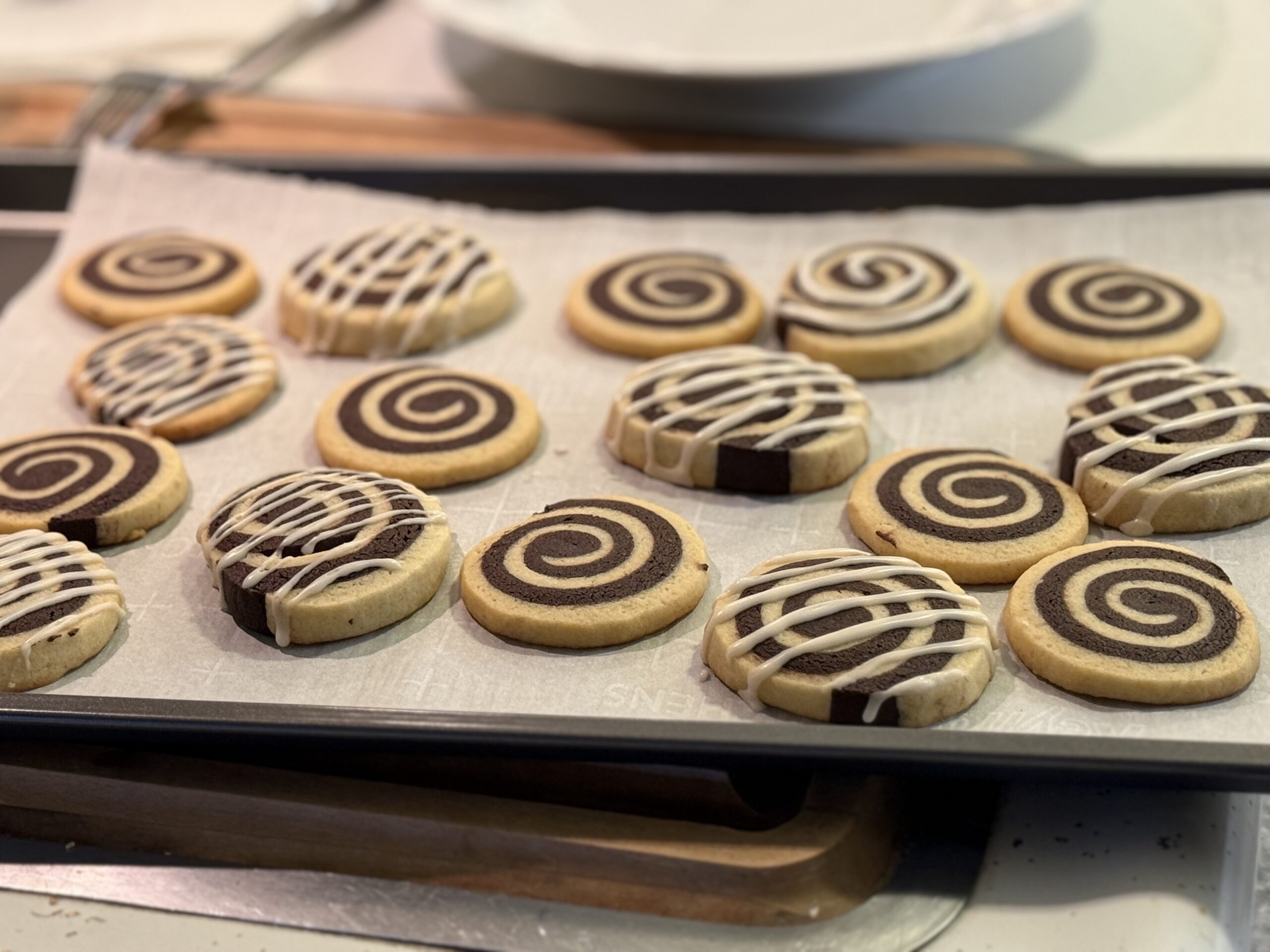 Vanilla-Chocolate Pinwheel Cookies